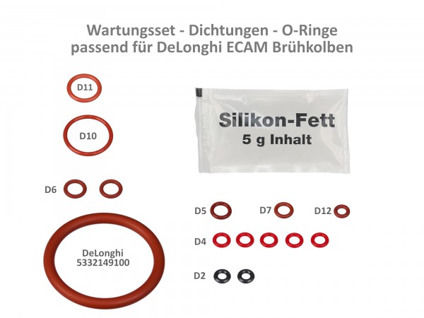Delonghi ECAM Dichtungsset Dichtsatz Dichtungen O-Ringe für oberen Brühkolben 